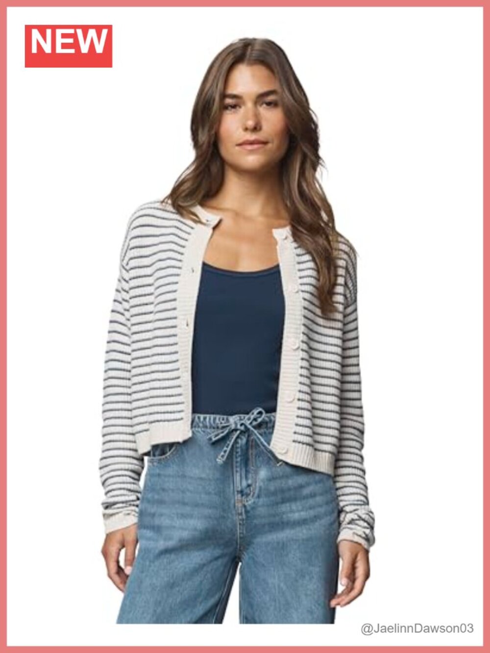 Splendid Amber Stripe Crop Cardigan Button Long Sleeve Sweater